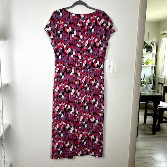 Boden Women Size US10L Bella Geometric Print Jersey Knit Dress Pink/Gray Midi - Picture 6 of 12